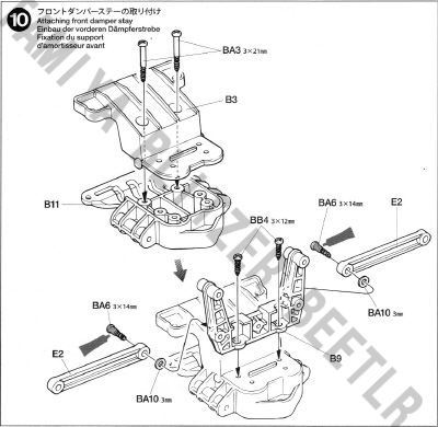 ブリッツァービートル　１０．フロントダンパーステーの取り付け　組立説明書