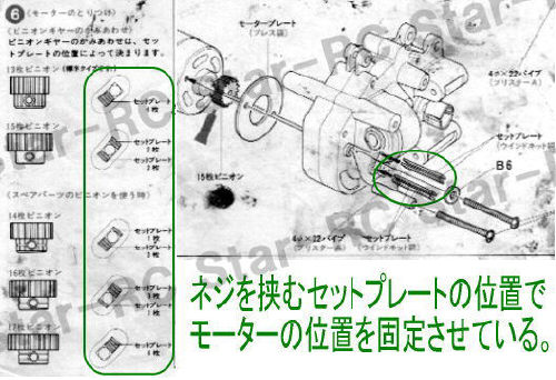 ホットショットの組立説明書（モーターの取り付け部分）